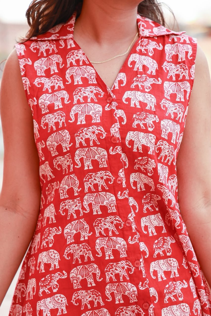Elephant print premium A line dress view 3