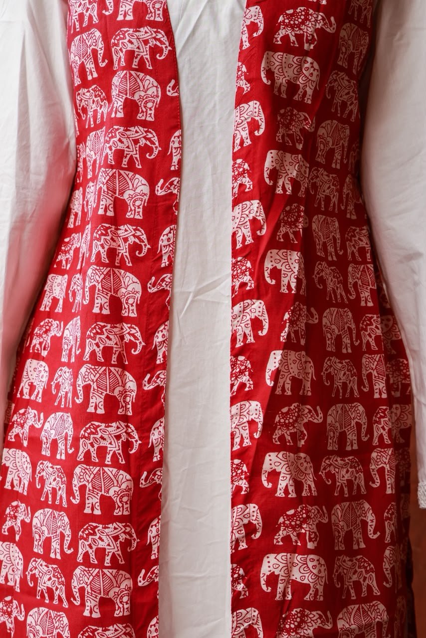Premium white suit with elephant long jacket view 3
