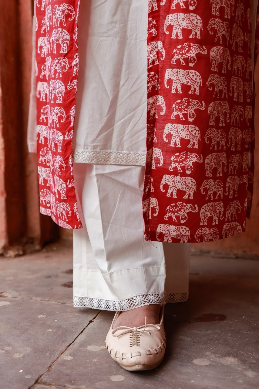 Premium white suit with elephant long jacket view 4